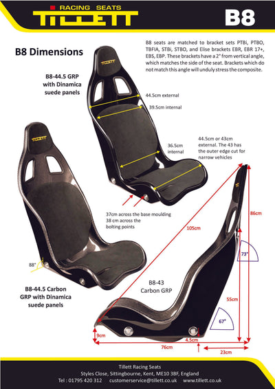 Tillett B8 Seats -Discounted - Slight Seconds/Factory Seconds