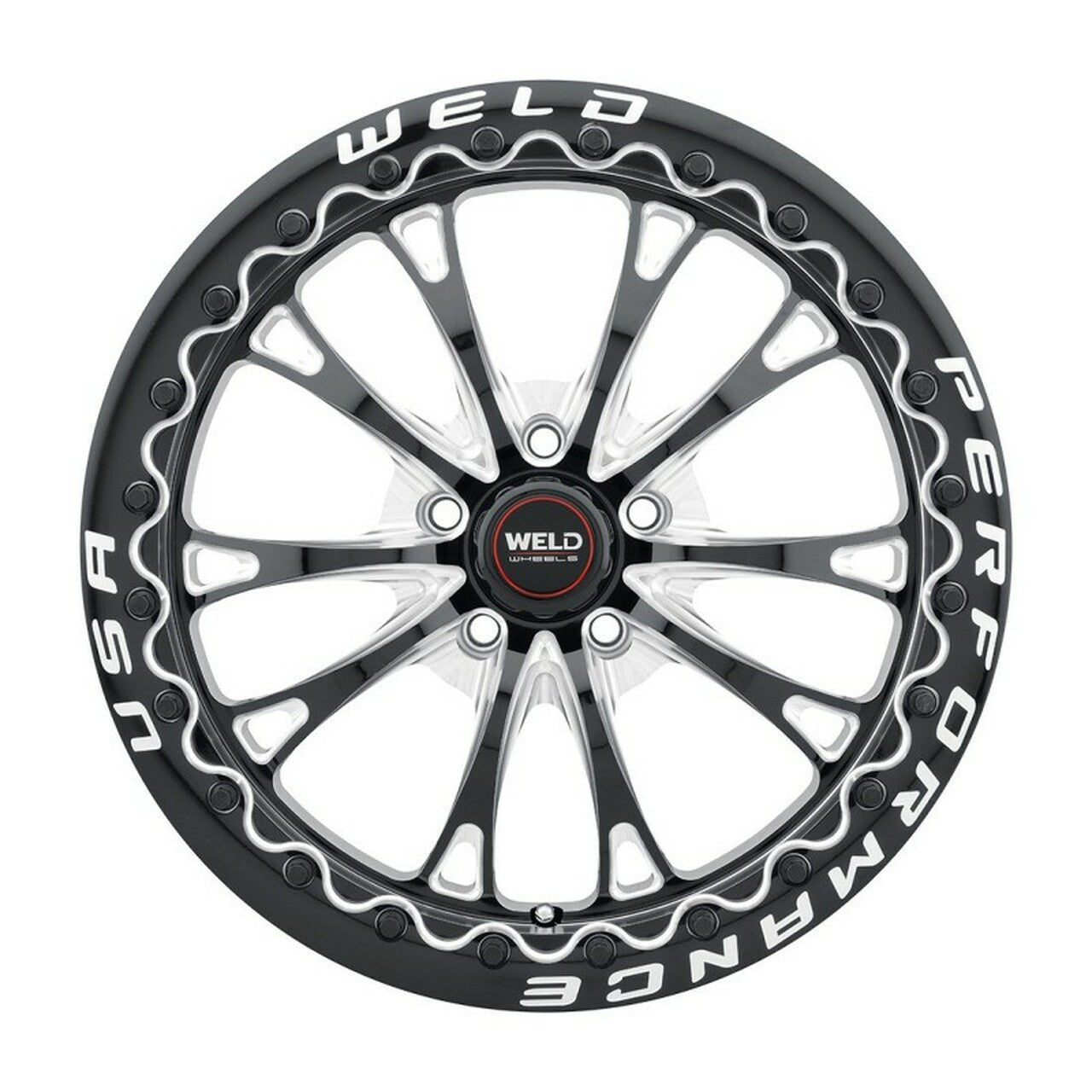 WELD Belmont Beadlock Drag Gloss Black Wheel with Milled Spokes 17x10 | 5x115 BC | +30 Offset | 6.70 Backspacing - S90870071P30